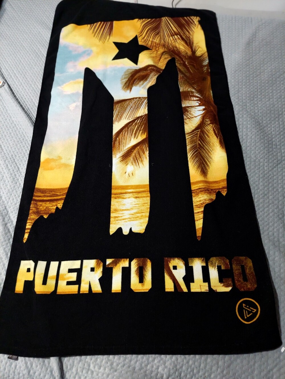 Puerto Rico Graphic  Towel - Black with Sunset Print